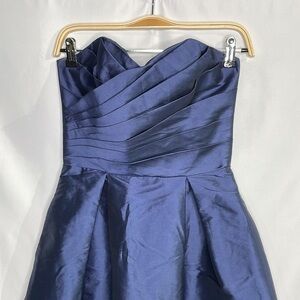 Alfred Sung navy blue strapless dress with pockets: